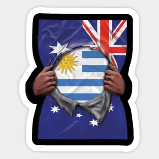 Uruguay Flag Australian Flag Ripped - Gift for Uraguyan From Uruguay Sticker